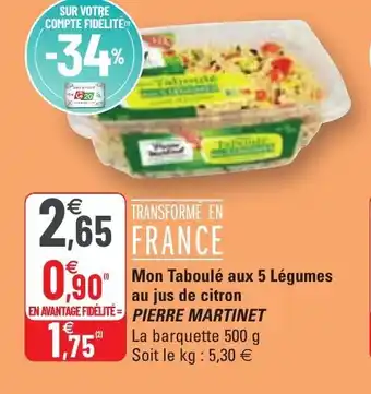 G20 Mon Taboulé aux 5 Legumes au jus de citron offre