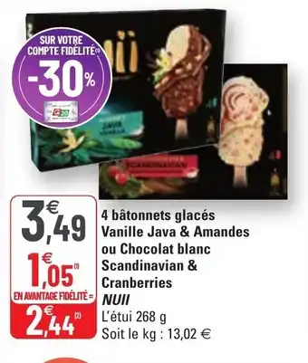 4 bùtonnets glacés Vanille Java & Amandes