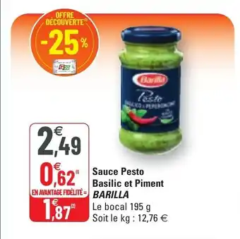 G20 Sauce Pesto Basilic et Piment offre
