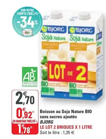 G20 Boisson au Soja Nature Bio offre