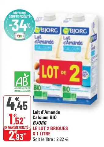 G20 Lait d'Amande Calcium Bio offre