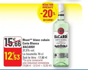G20 Rhum** blanc cubain carta blanca offre