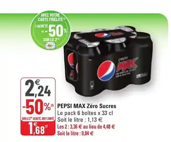 G20 Pepsi max zéro sucres offre