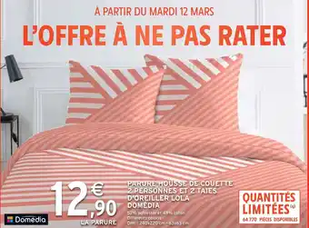 Intermarché Express PARURE HOUSSE DE COUETTE 2 PERSONNES ET 2 TAIES D'OREILLER LOLA DOMÉDIA offre
