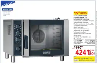 METRO Four Smart Steam 6 niveaux GN 1/1 ZANUSSI PROFESSIONAL offre