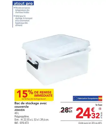 METRO Bac de stockage avec couvercle ARAVEN offre