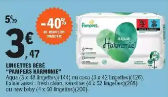 E.Leclerc Lingettes Bébé Pampers Harmonie offre