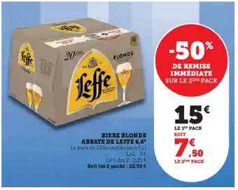 Super U BIERE BLONDE ABBAYE DE LEFFE 6,6° offre