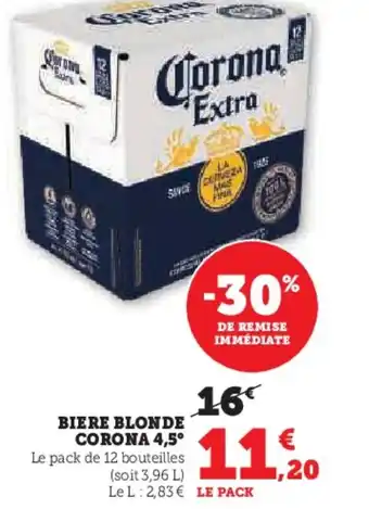 Super U BIERE BLONDE CORONA 4,5° offre