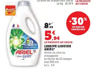 Super U LESSIVE LIQUIDE ARIEL* offre