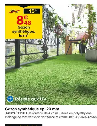 Castorama Gazon synthétique ép. 20 mm offre