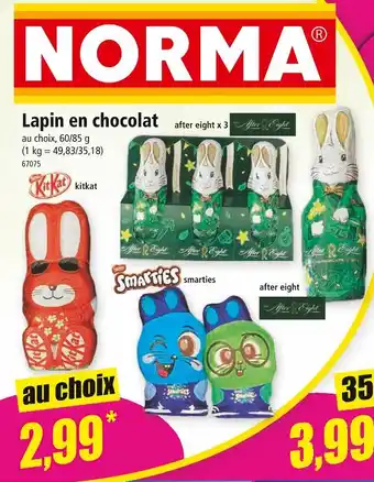 Norma After Eight / Kit kat / SMARTIE Lapin en chocolat offre