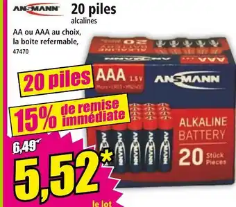 Norma ANSMANN 20 piles offre