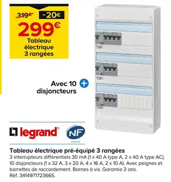 Castorama Legrand Tableau électrique pré-équipé 3 rangées offre
