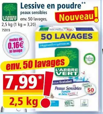 Norma L'ARBRE VERT Lessive en poudre offre