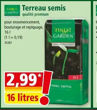Norma FINEST GARDEN Terreau semis offre
