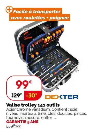 Weldom DEXTER Valise trolley 141 outils offre