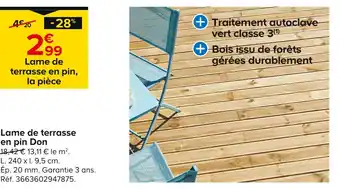 Castorama Lame de terrasse en pin Don offre