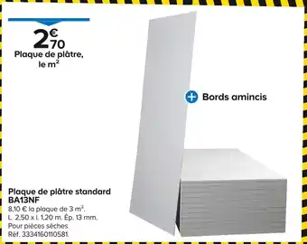 Castorama Plaque de plâtre standard BA13NF offre