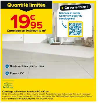 Castorama Carrelage sol intérieur Arenisca 90 x 90 cm offre