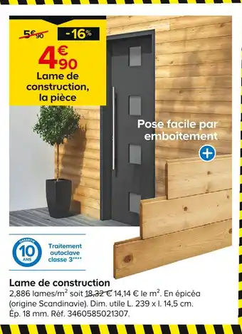 Castorama Lame de construction offre