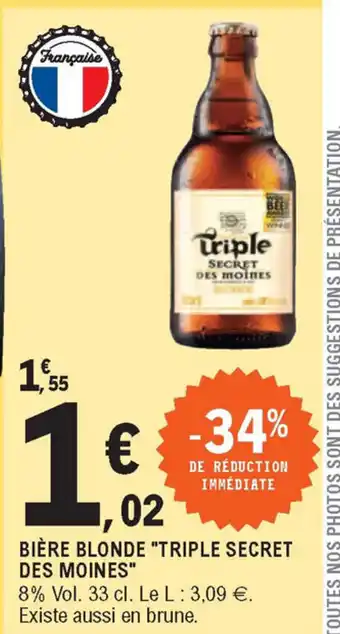 E.Leclerc Bière Blonde "Triple Secret des Moines offre