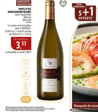 Lidl Jean-Claude Mas PAYS D’OC SAUVIGNON BLANC offre