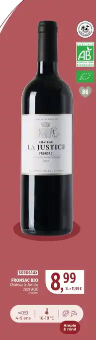 Lidl Château la Justice FRONSAC BIO offre