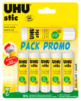 Carrefour UHU Lot de 6 bâtons de colle blanche offre