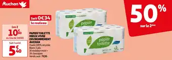 Auchan PAPIER TOILETTE MIEUX VIVRE ENVIRONNEMENT AUCHAN offre
