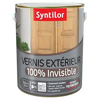 Castorama Vernis extérieure et intérieure bois Syntilor 100% invisible incolore mat 2,5L offre