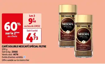 Auchan CAFÉ SOLUBLE NESCAFÉ SPÉCIAL FILTRE offre