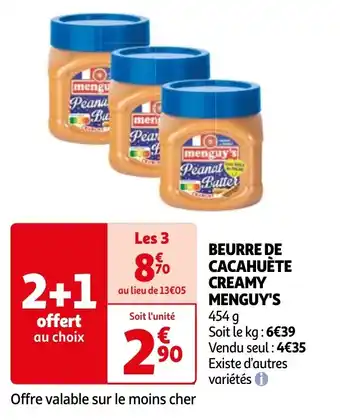 Auchan BEURRE DE CACAHUÈTE CREAMY MENGUY'S offre