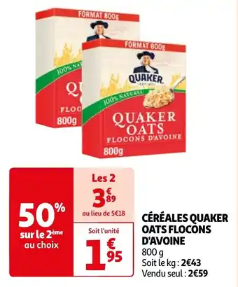 Auchan CÉRÉALES QUAKER OATS FLOCONS D'AVOINE offre