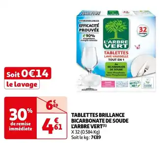 Auchan TABLETTES BRILLANCE BICARBONATE DE SOUDE L'ARBRE VERT(¹) offre
