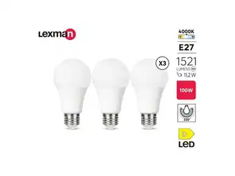 Weldom Lot de 3 ampoules dispositif led monté en surface (smd) E27, 1521Lm = 11.2W, LEXMAN offre