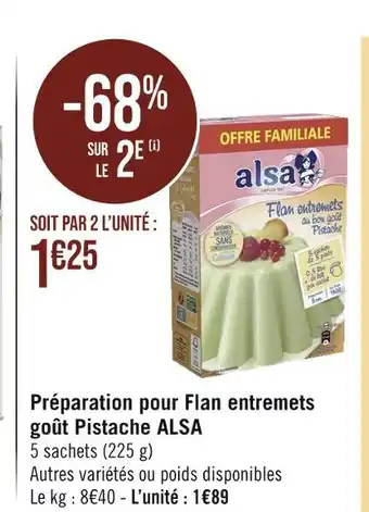 Casino Supermarchés ALSA Préparation pour Flan entremets goût Pistache offre