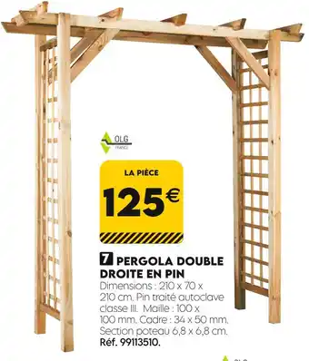 Tout faire matériaux PERGOLA DOUBLE DROITE EN PIN offre