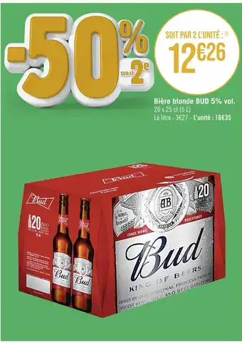 Casino Supermarchés BUD Bière blonde 5% vol offre