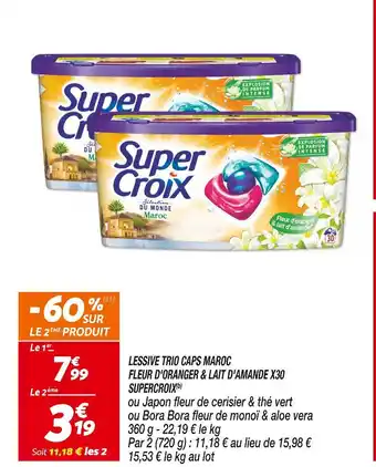 Netto SUPERCROIX LESSIVE TRIO CAPS MAROC FLEUR D'ORANGER & LAIT D'AMANDE X30(b) offre