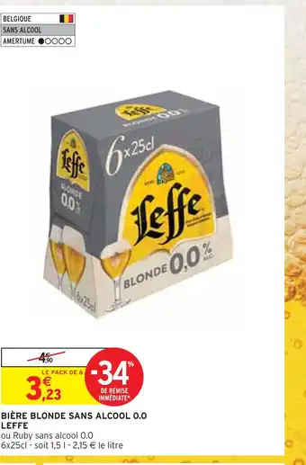Intermarché LEFFE BIÈRE BLONDE SANS ALCOOL 0.0 offre