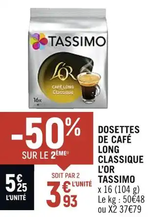 TASSIMO DOSETTES DE CAFĂ LONG CLASSIQUE LâOR