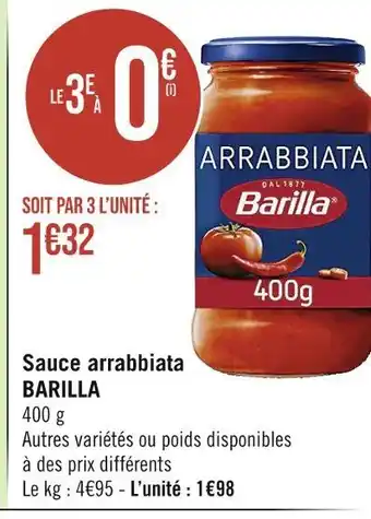 Casino Supermarchés BARILLA Sauce arrabbiata offre