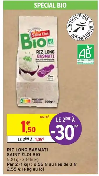 Intermarché SAINT ÉLOI RIZ LONG BASMATI BIO offre
