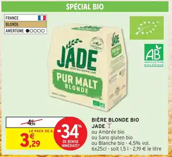 Intermarché JADE BIÈRE BLONDE BIO offre