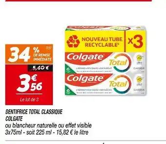 Netto COLGATE DENTIFRICE TOTAL CLASSIQUE offre