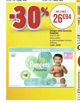Géant Casino PAMPERS Changes bébé Harmonie offre