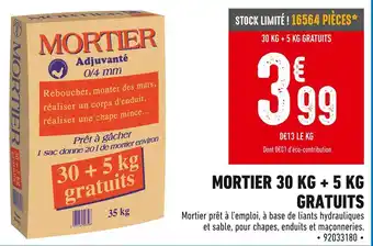 Brico Cash MORTIER 30 KG + 5 KG GRATUITS offre