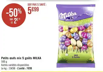 Géant Casino MILKA Petits œufs mix 5 goûts offre