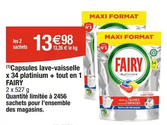 Cora x Carrefour FAIRY (1)Capsules lave-vaisselle x 34 platinium + tout en 1 offre